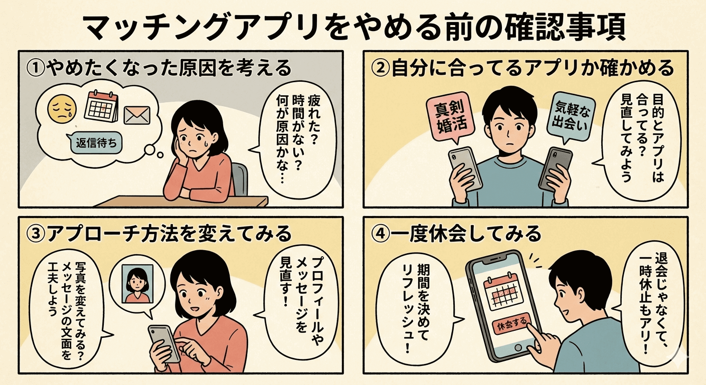マッチングアプリをやめる前の確認事項